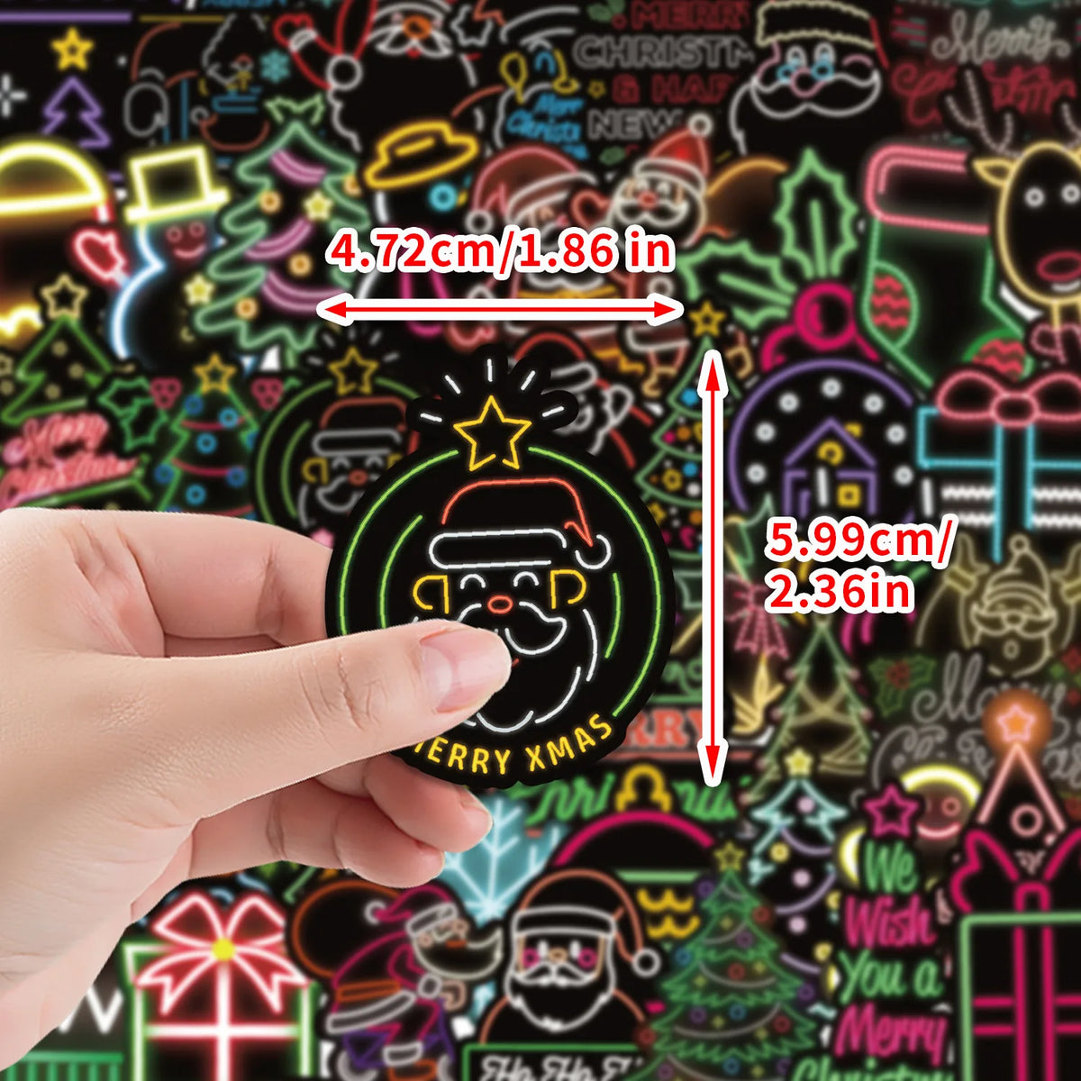 Neon Graffiti Waterproof Vinyl Stickers for Laptops, 50 Pcs - image 3