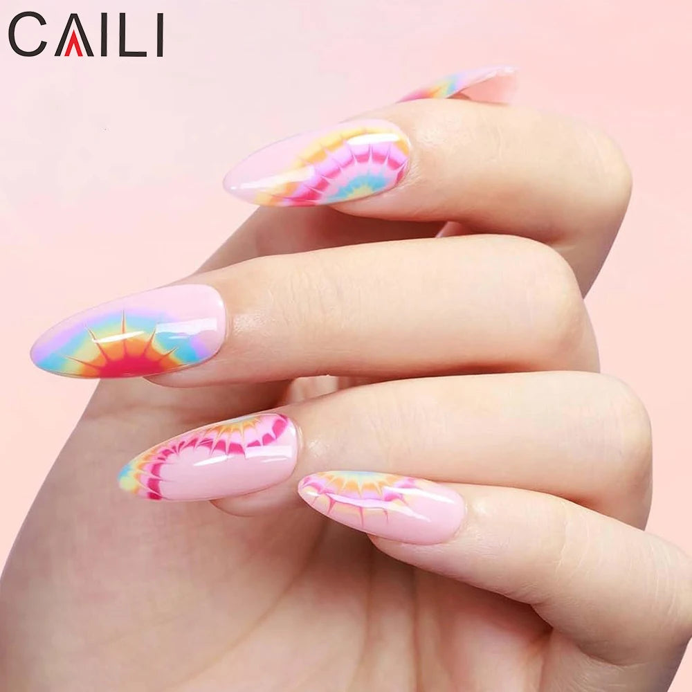 Caili Blossom Blooming Gel Nail Polish Clear UV LED Marble Floral Print Nail Art Design