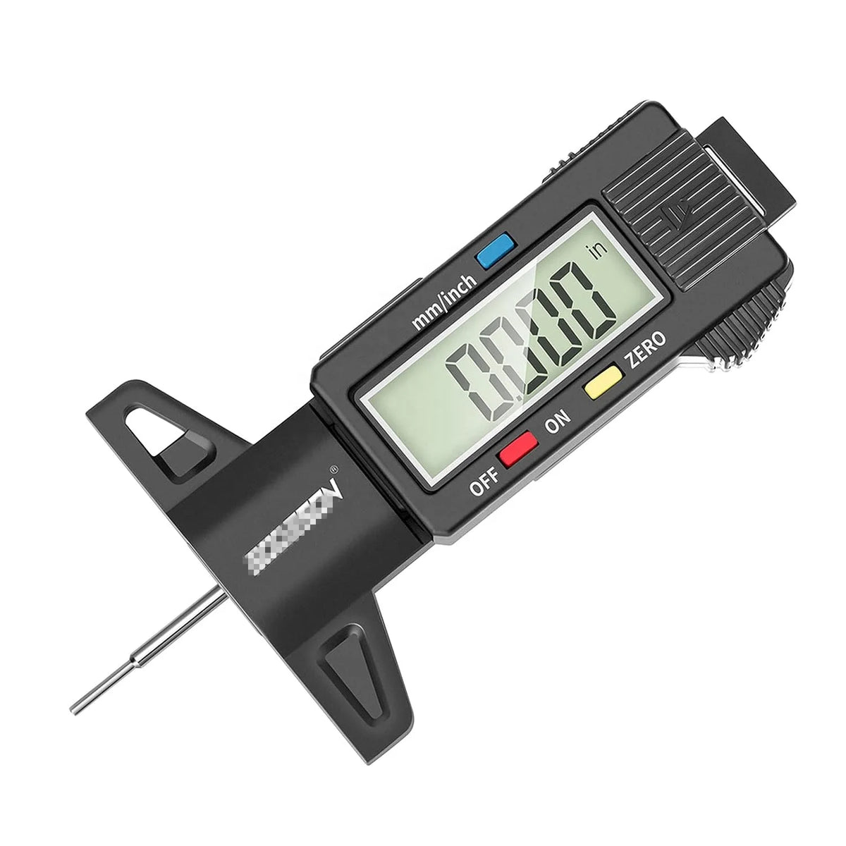 Black Digital Tire Tread Depth Gauge with Large LCD, 0-25.4 mm