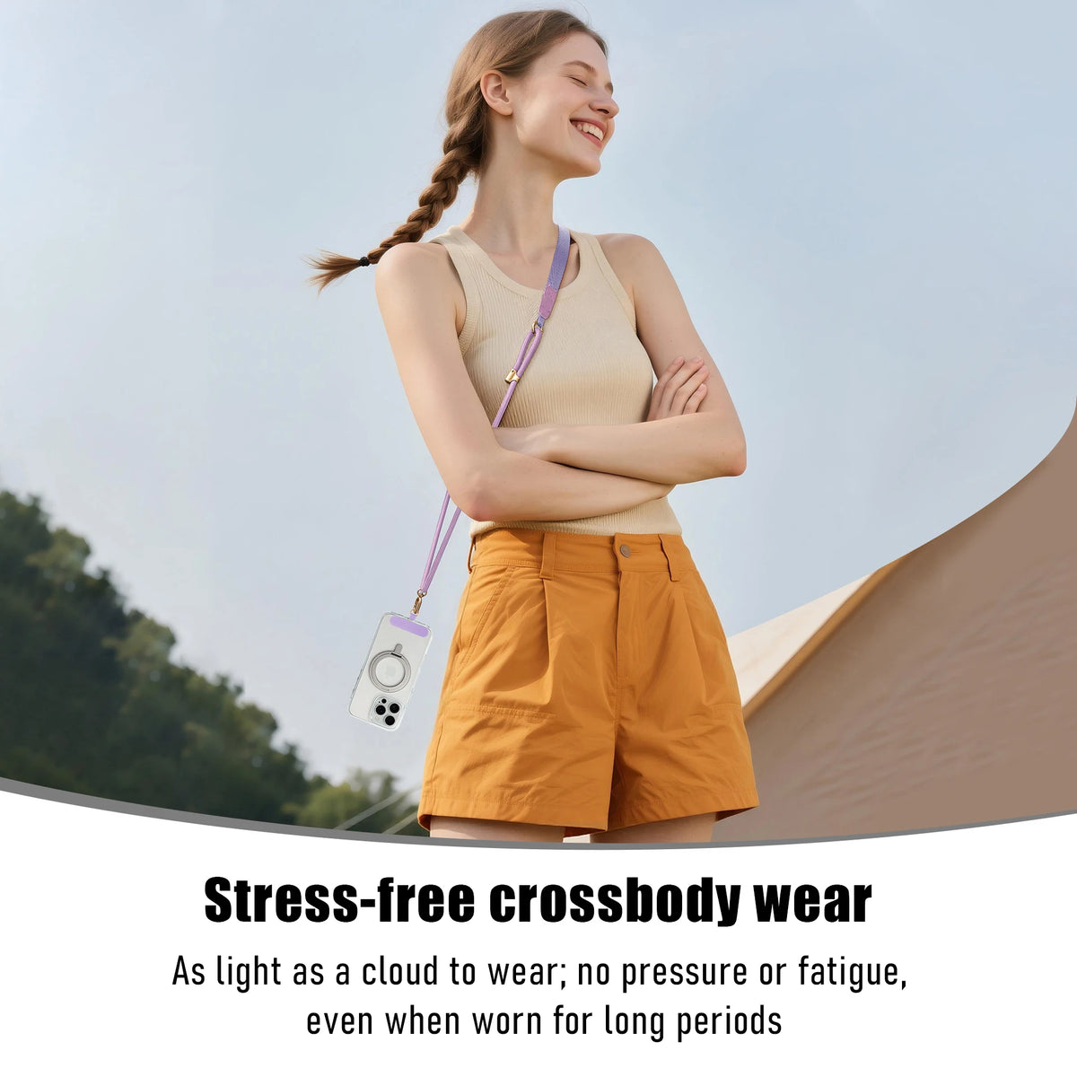 Braided Nylon Neck or Crossbody Lanyard for Phone and ID, 130 cm - image 4