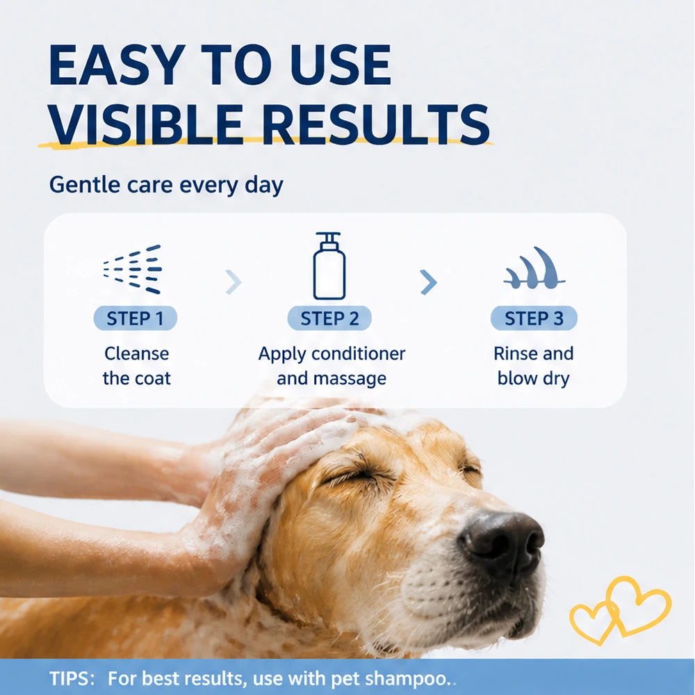 PET Conditioner for Dogs Cats Natural Formula Dog Cat Coat Care Detangler Softener Anti