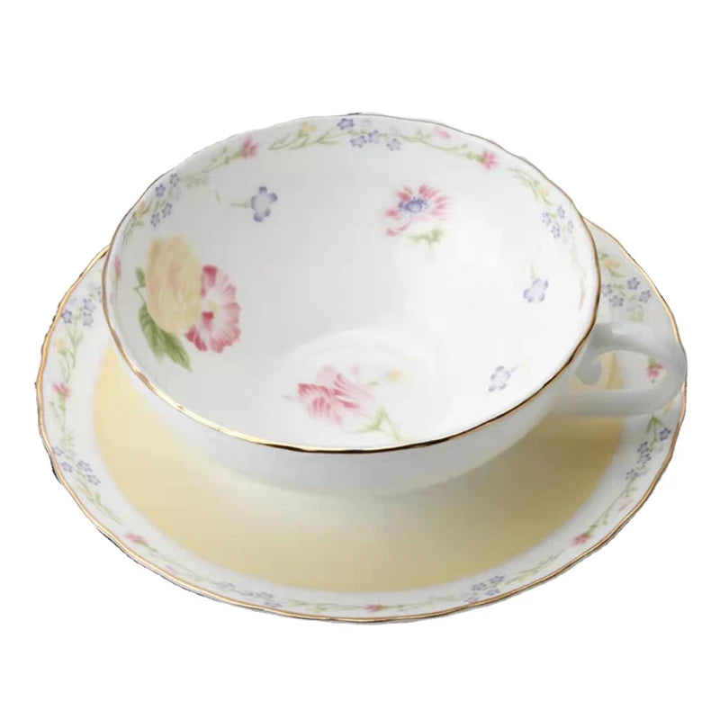 Vintage Floral Bone China Teacup and Saucer Set, 200 ml - image 10