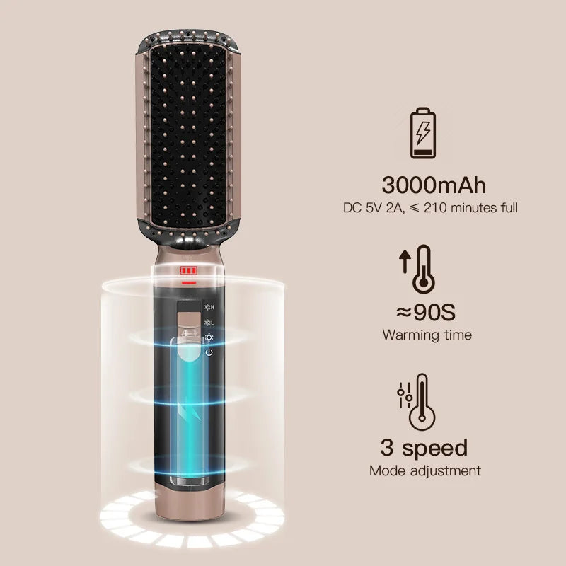 Cordless Ceramic Hair Straightening Comb, USB Rechargeable, 75W - image 4