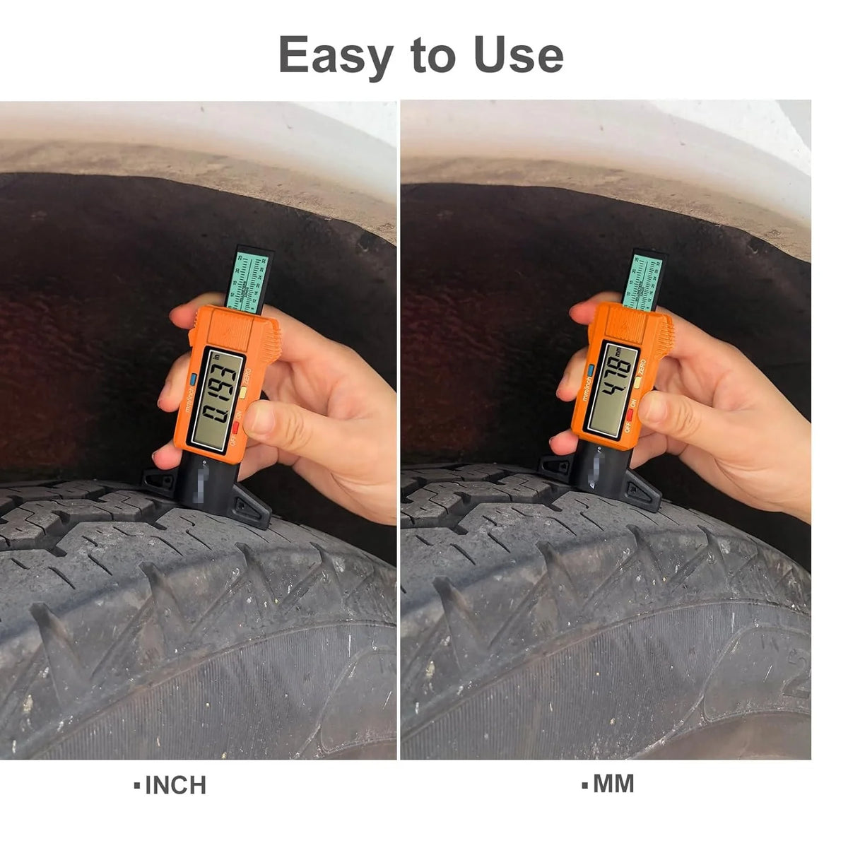 Orange Digital Tread Depth Gauge with Large LCD, 50 g, 0-1" - image 4