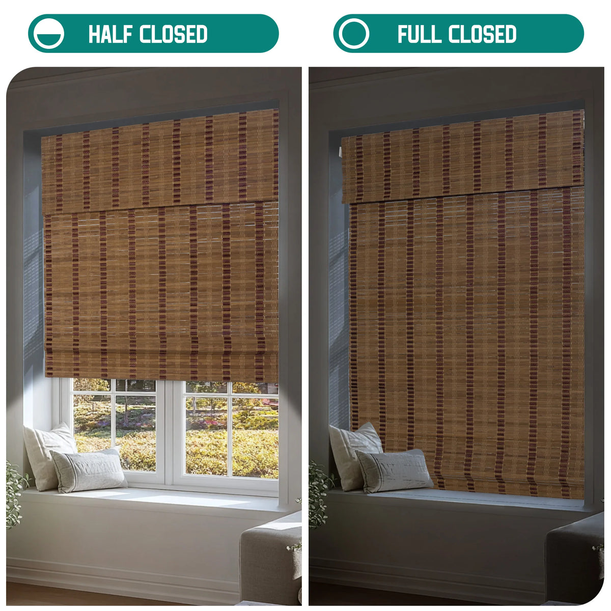 Natural Bamboo Vertical Slat Blinds for French Windows, Chocolate - image 6