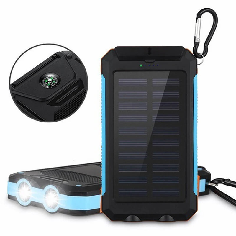Slim Solar Power Bank with Compass and Two Flashlights