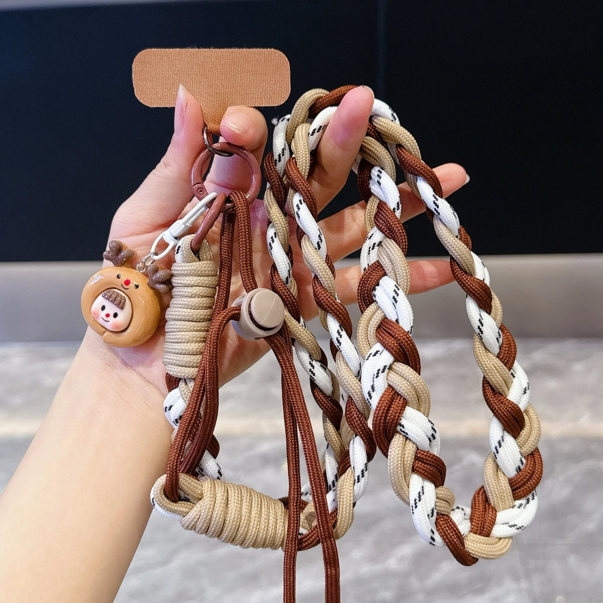 Two-Tone Woven Crossbody Phone Lanyard for Outdoor Trips