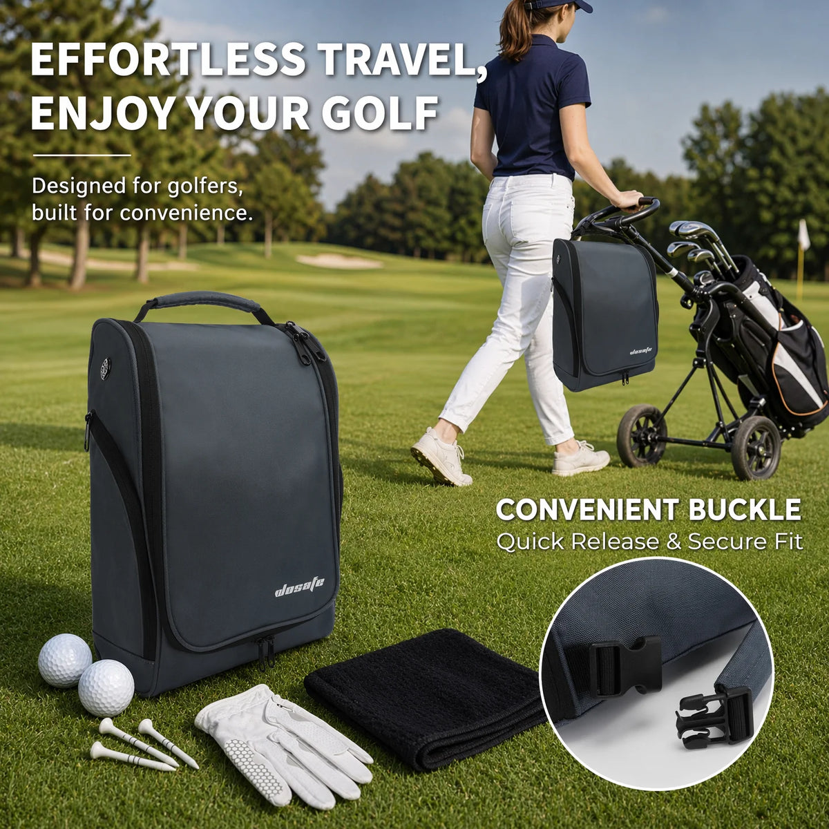 Lightweight Water-Resistant Nylon Golf Shoe Bag with Zipper - image 5