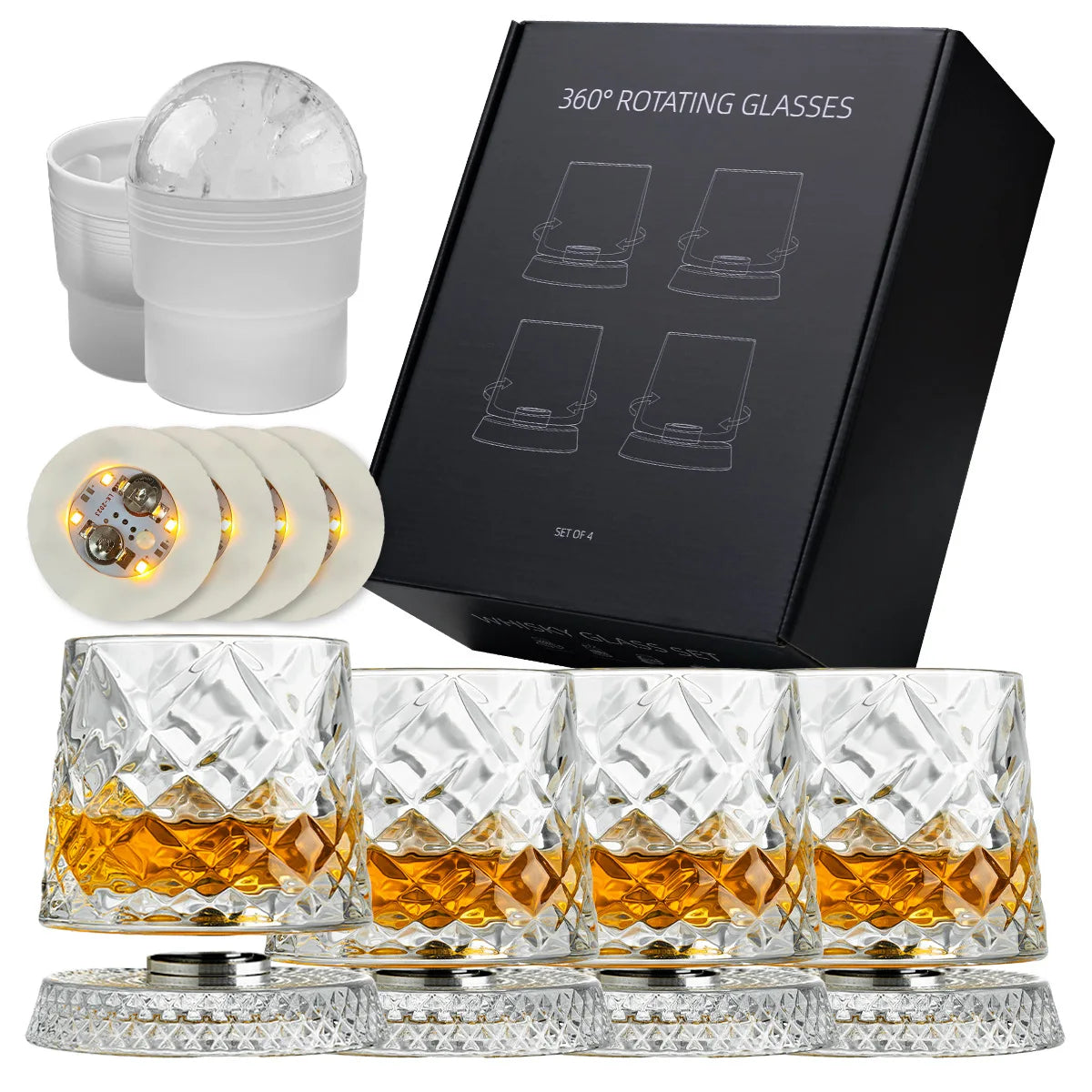 Melon-Shaped Crystal Whiskey Glass on Spinning Base, Gift Packaged - image 10