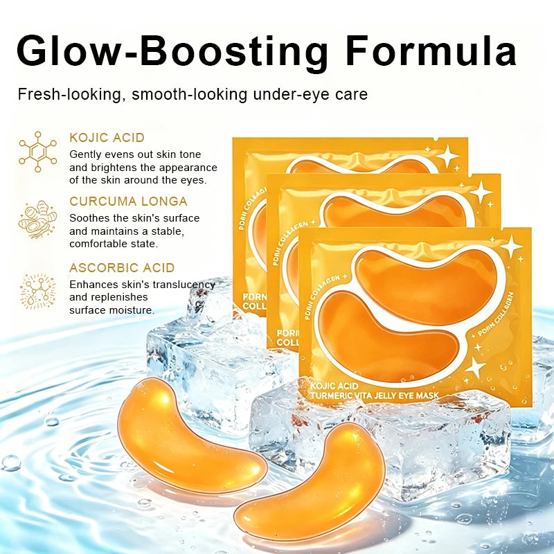 Brightening Eye Patches Breathable Vitamin C Under Eye Patches Orange-Yellow Color Jelly