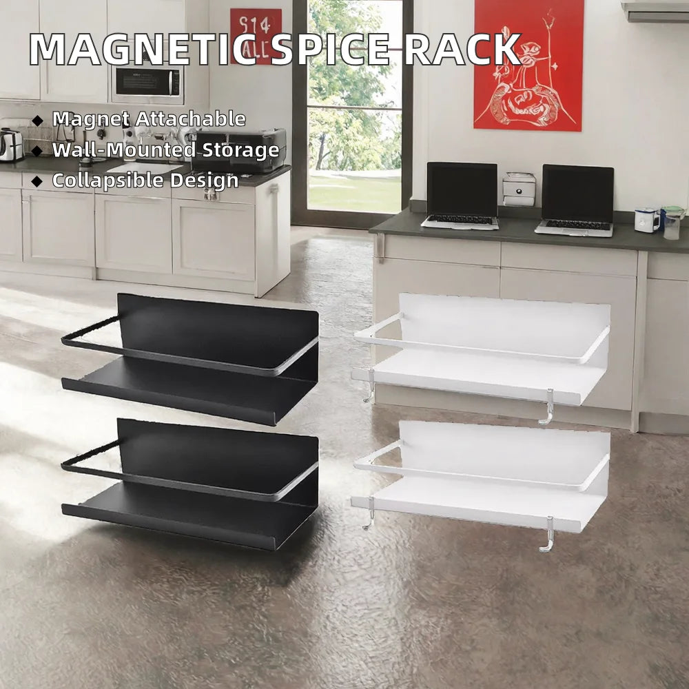 Foldable Stainless Steel Magnetic Fridge Shelf for Spice Bottles - image 2