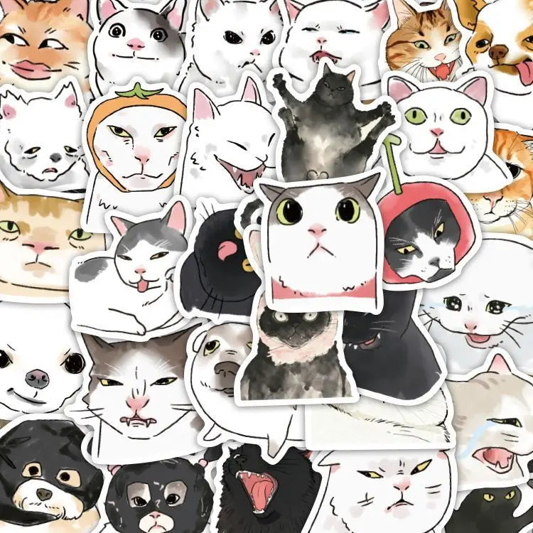 Ugly-Cute Cartoon Cat and Dog Stickers for Laptops, 102 Pcs - image 5
