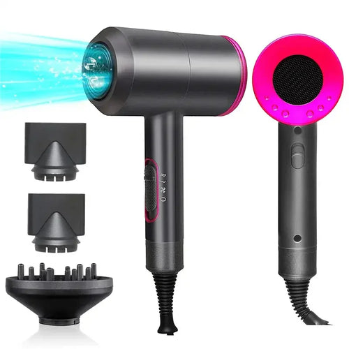 Professional 2000W Ionic Hair Dryer 2 Nozzle 1 Diffuser Attachments High-Speed AC Motor