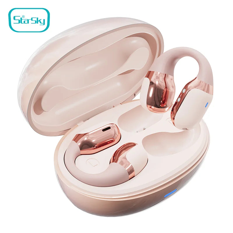 Open-Ear Clip Earphones with LED Light for Sports and Calls, BT 5.4