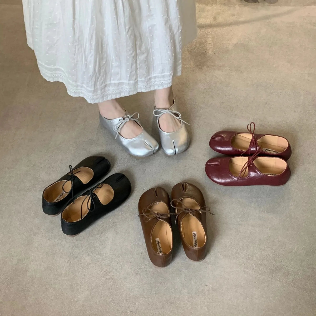 Split-Toe Tabi Mary Jane Flats with Bow Buckle Strap, EU 35–40 - image 3