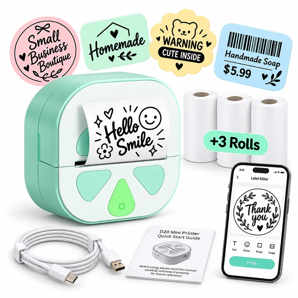 Inkless Bluetooth Label Printer for Home Organizing, 1300mAh Battery - image 5