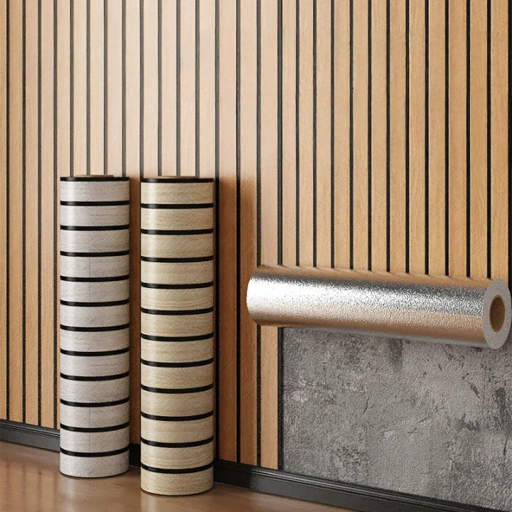 Retro Chinoiserie Wood Slat Peel and Stick Wall Film, 60 cm x 3 m