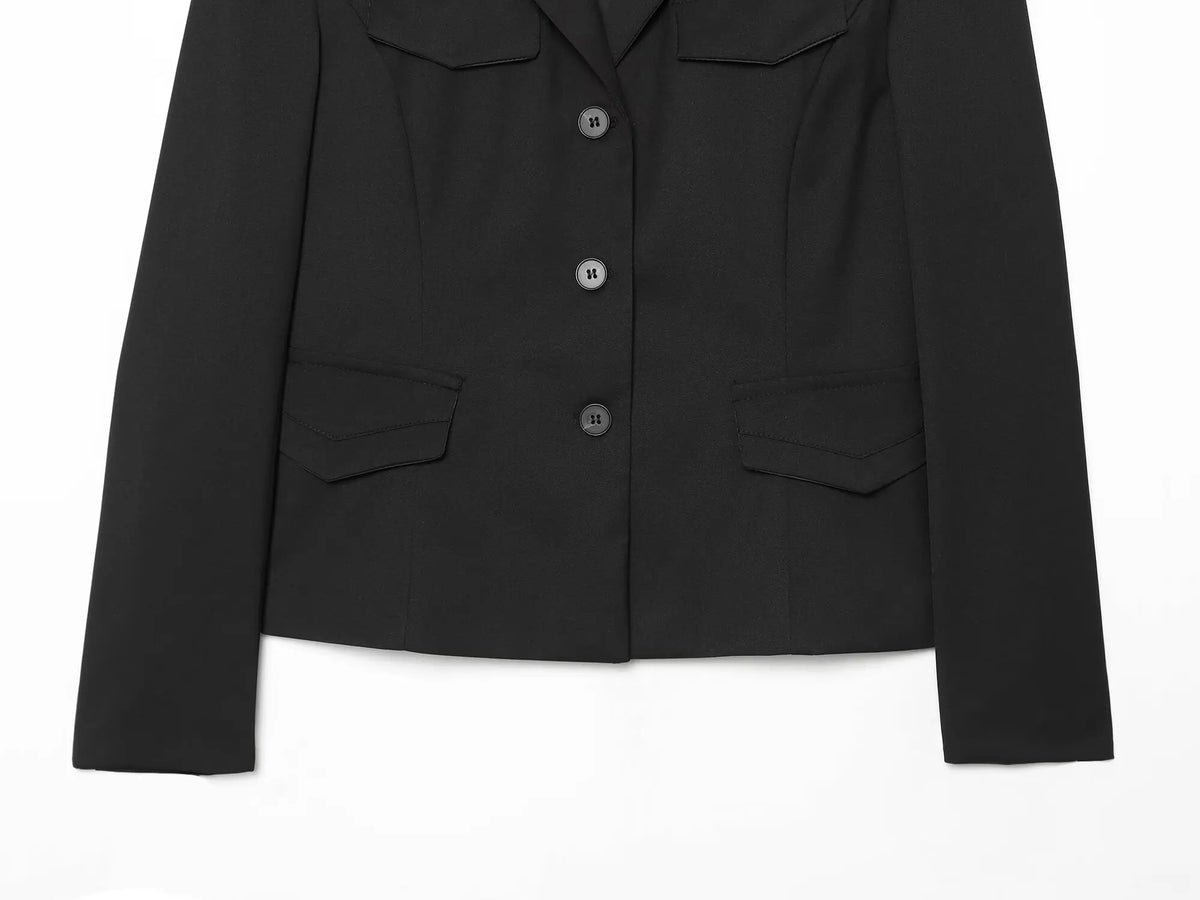 Loose-Fit V-Neck Collared Cropped Blazer for Autumn, XS–L - image 6