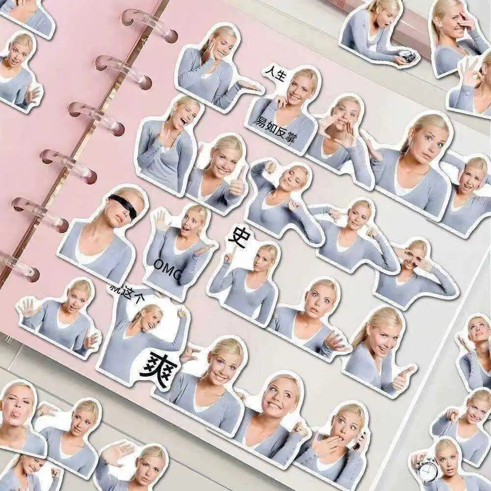 Blonde Meme Stickers for Laptops and Phone Cases, 56 Pcs - image 3