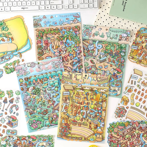 3pcs/pack Fun Summer Creative Stickers Kids Stickers 3D Stereoscopic Stickers Scenic Large