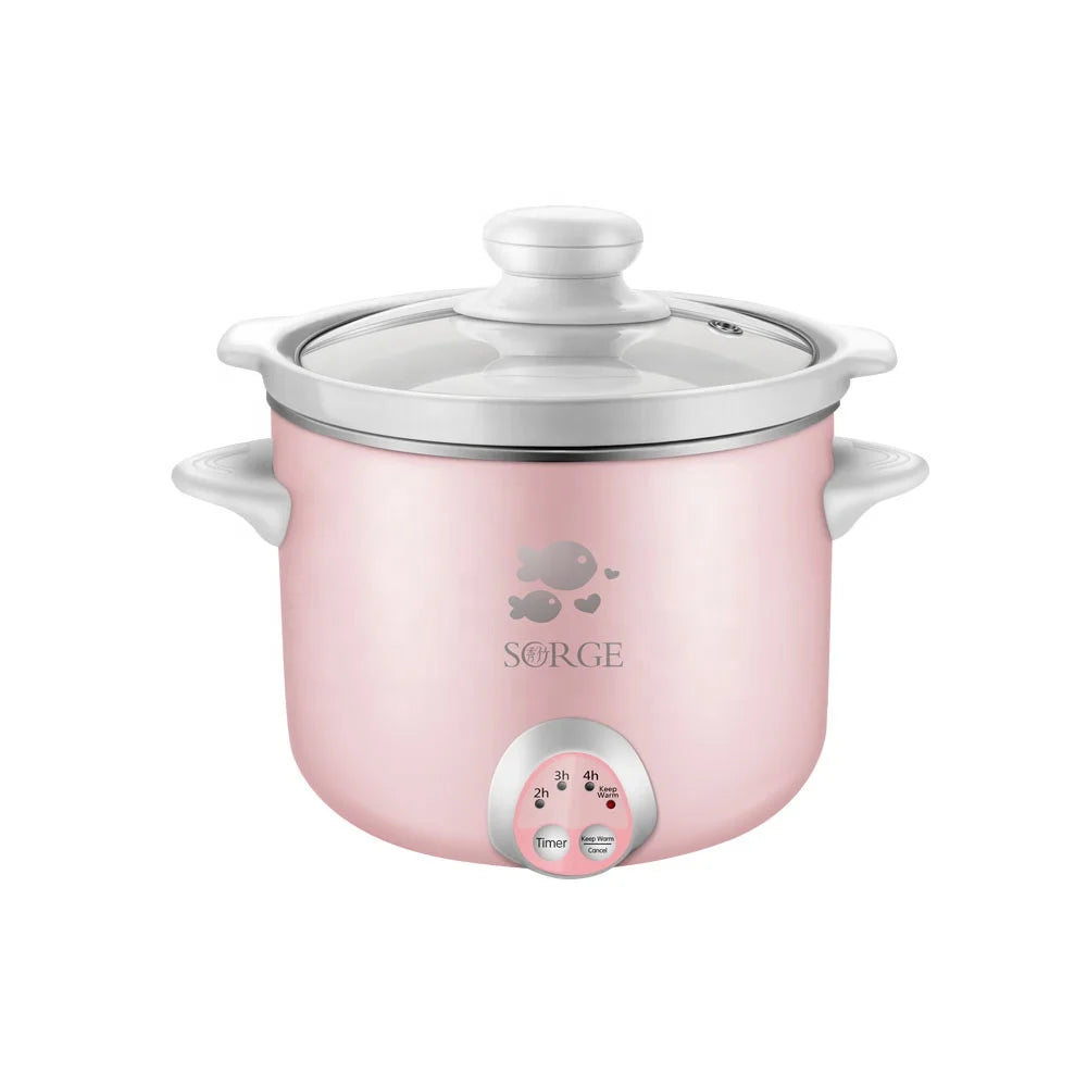 Sorge Mechanical Timer Mini Rice Cooker 1.2L Electric Ceramic Inner Pot with Measuring
