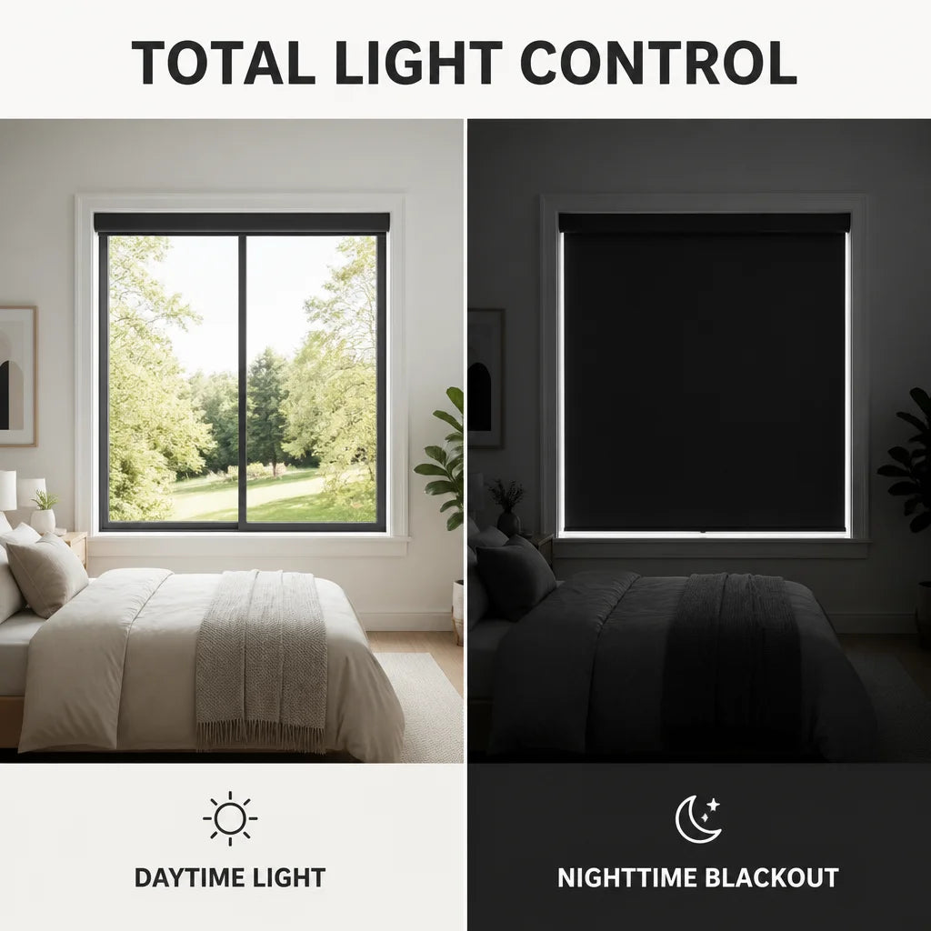 No-Drill Black Blackout Roller Blind, Polyester, 48 x 120 cm - image 2