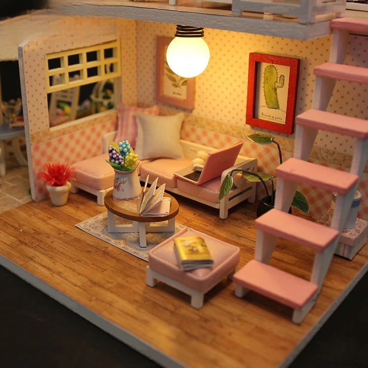 3D Wooden Doll House Handmade 1:24 Miniature DIY Dollhouses Kit