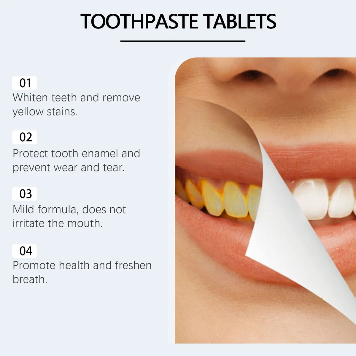 Natural Herbal Chewable Toothpaste Tablets with Nano Hydroxyapatite NHA Home Use