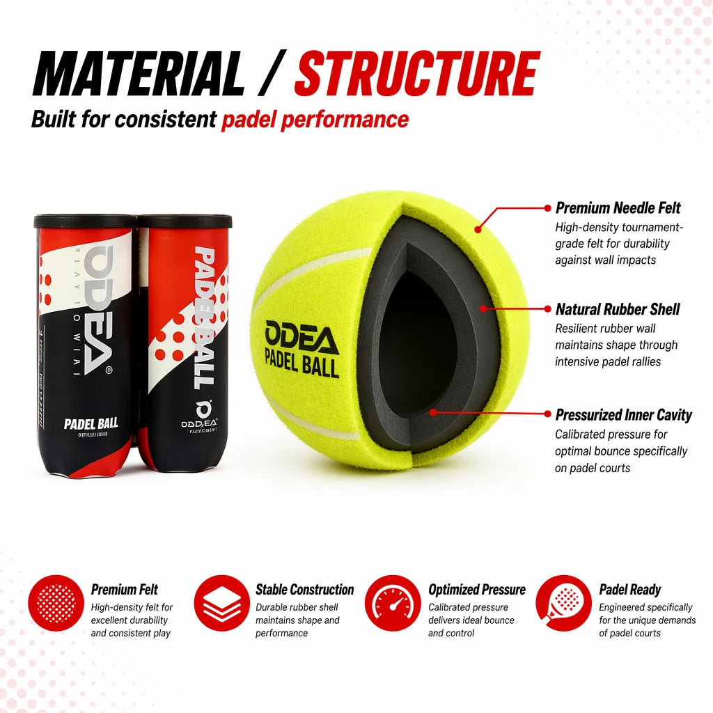 45% Wool and Natural Rubber Padel Balls, 64 mm, 5 Colors - image 4