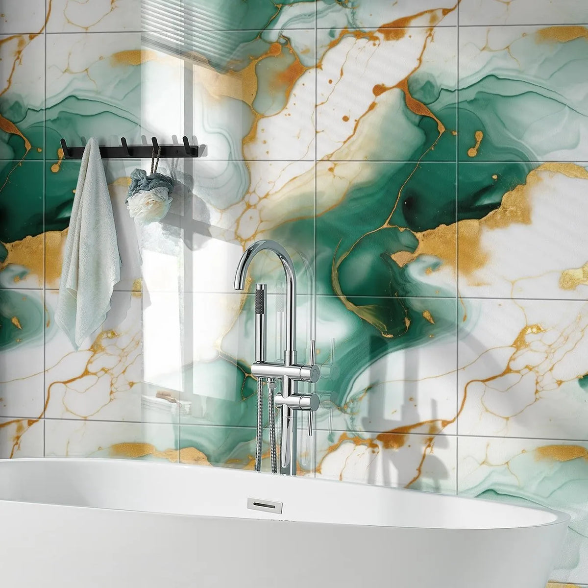 3D Marble Peel and Stick Wall Sticker Self Adhesive Foam Wallpaper Sheet for Living Room