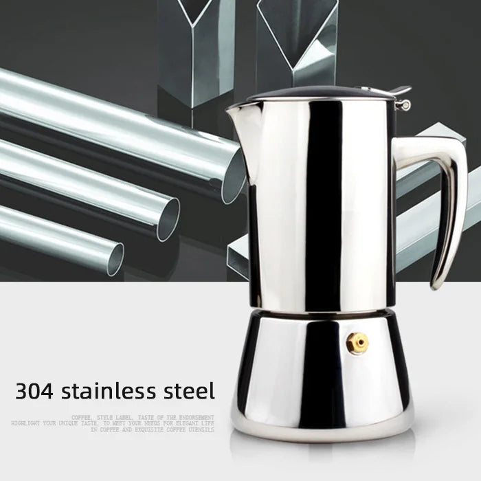 Portable 304 Stainless Steel Moka Pot with Handle, 200 or 300 ml