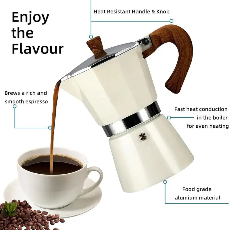 3-Cup Round Aluminum Stovetop Moka Pot for Home and Camping, 300 ml - image 3