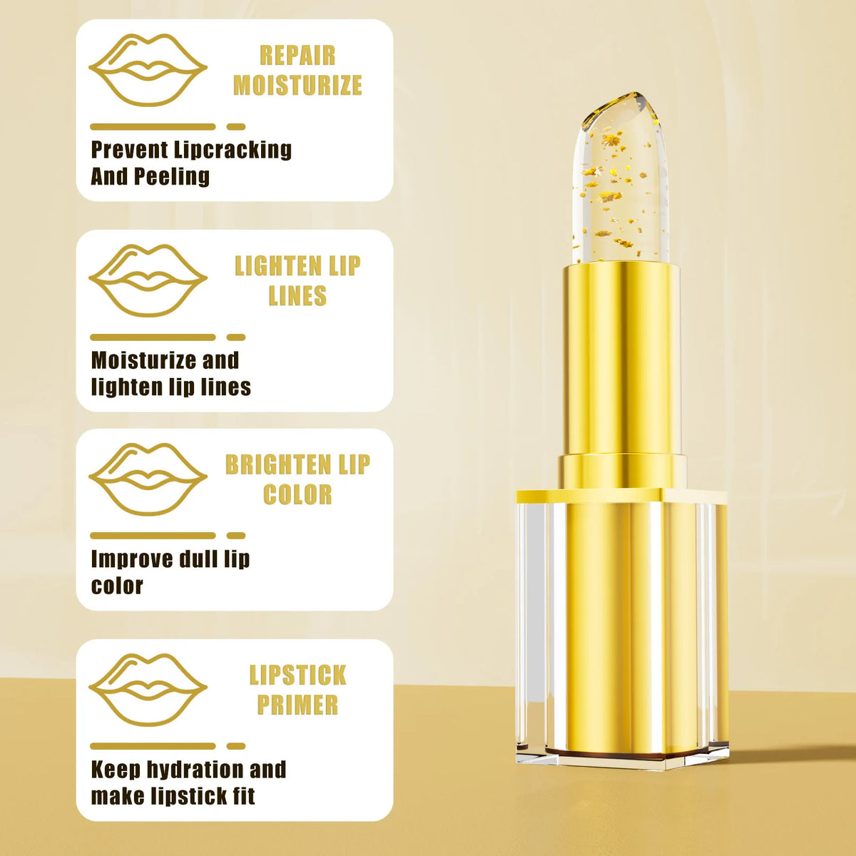 Lip Gloss 6 Colors Fruity Hydrating Plump Peptide Lip Tint Liquid Tinted SPF Lip Balm