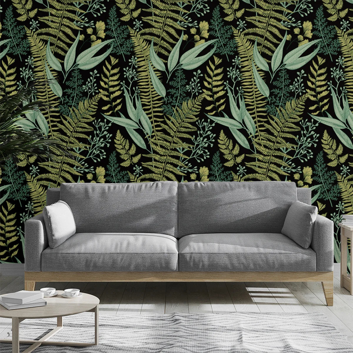 Wild Leaf Pattern Self-Adhesive PVC Wall Sticker, Waterproof