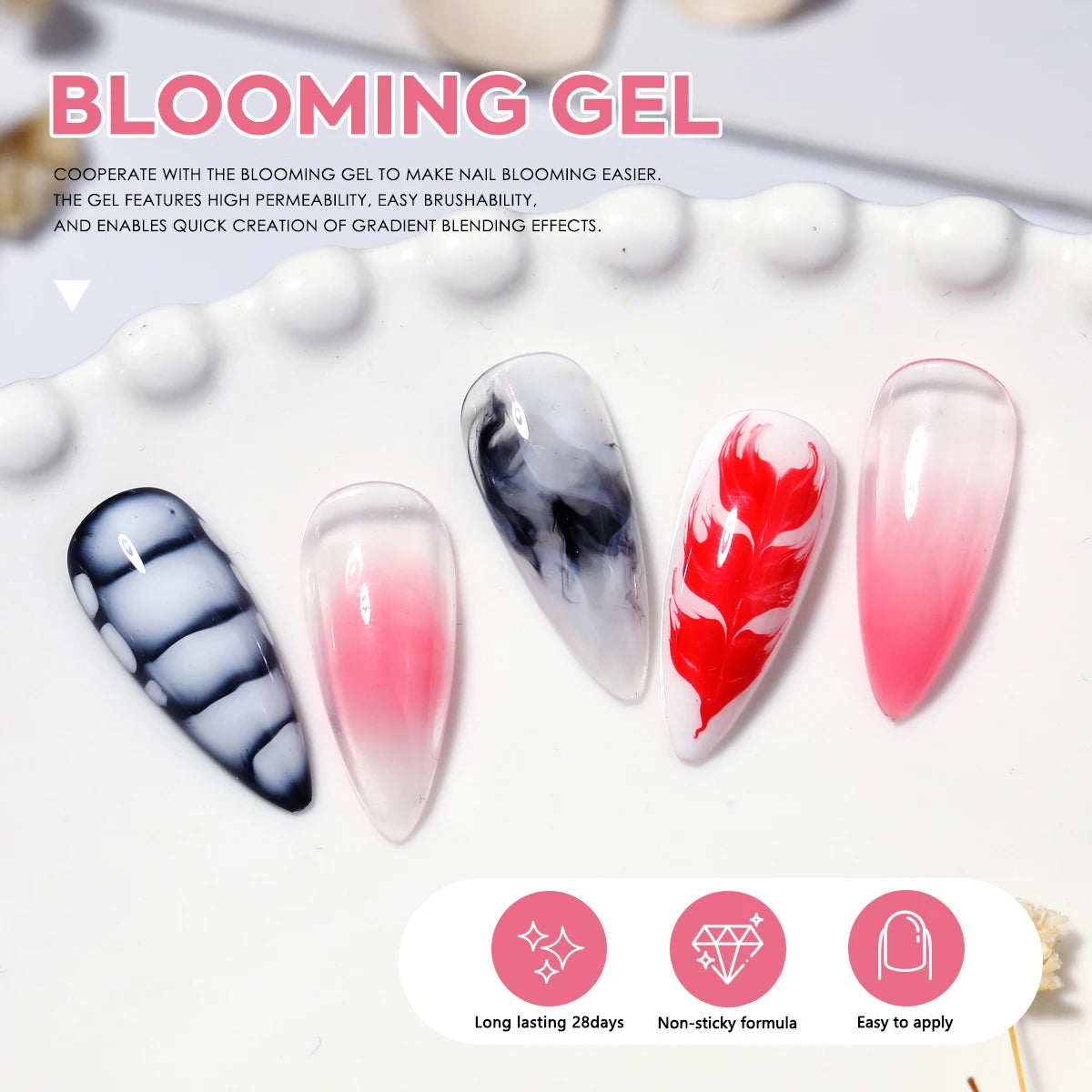 Clear Blooming Gel for Stone, Watercolor and Floral Nails, 15 ml - image 4