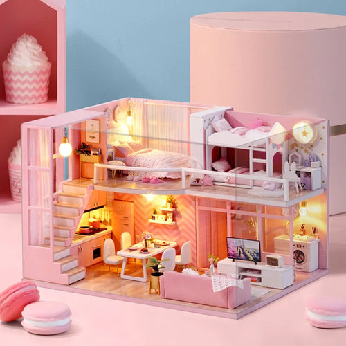 DIY Wooden Model Cottage Kit for Manual Assembly Toy House. Creative Birthday Gift