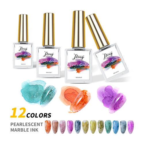 12 Rich Colors Pearlescent Marble Ink Gel Polish Creative Painting Water Blooming Gel