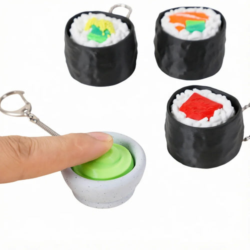 3D Printed Sushi Keychain Plastic Cartoon Bag Charm Click Stress Relief Gift