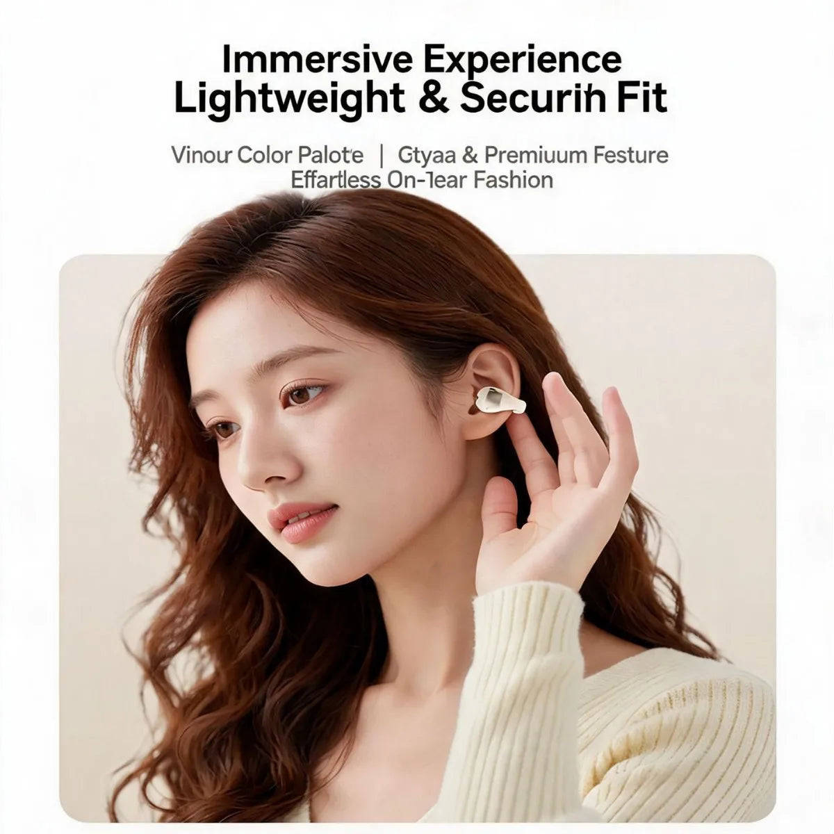 OpenEarRing Open-Ear Earbuds Hi-Res Audio Life Waterproof Long Playtime for 5.4