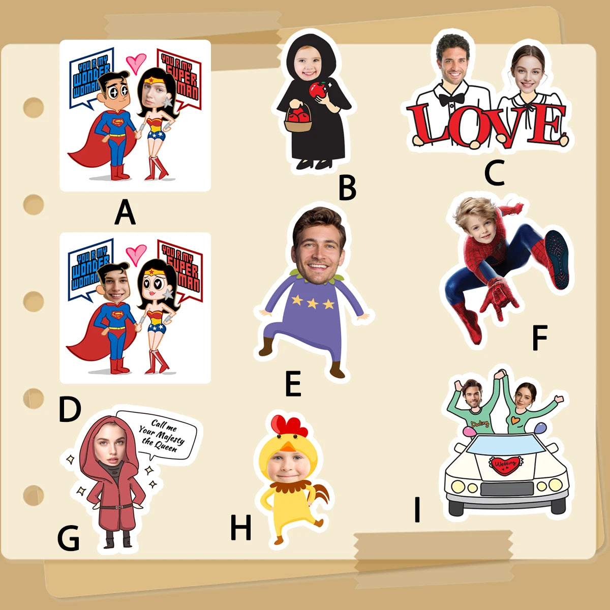 Funny Cartoon Face Stickers for Parties and Gift Wrap, Writeable - image 9