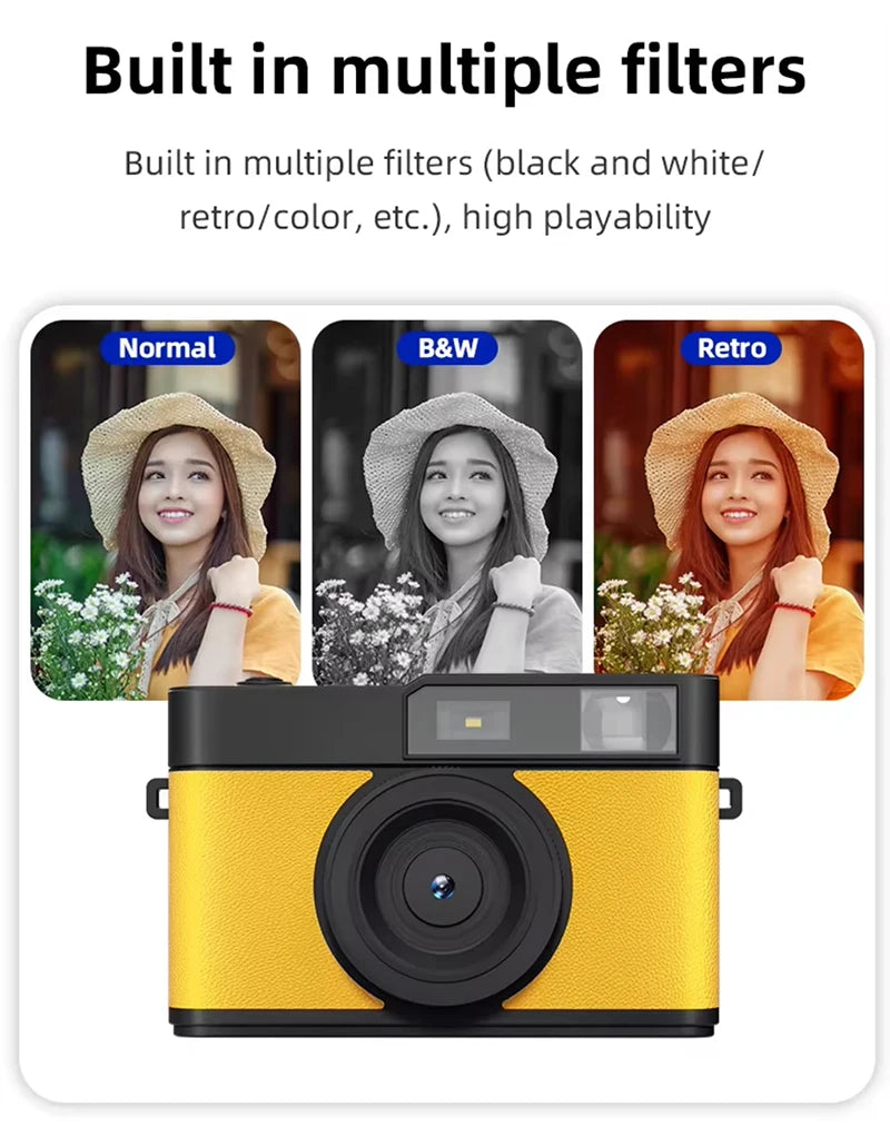Retro Screenless Digital Camera 8MP Sensor LED Flash Screenless Camera Built-in Battery 3