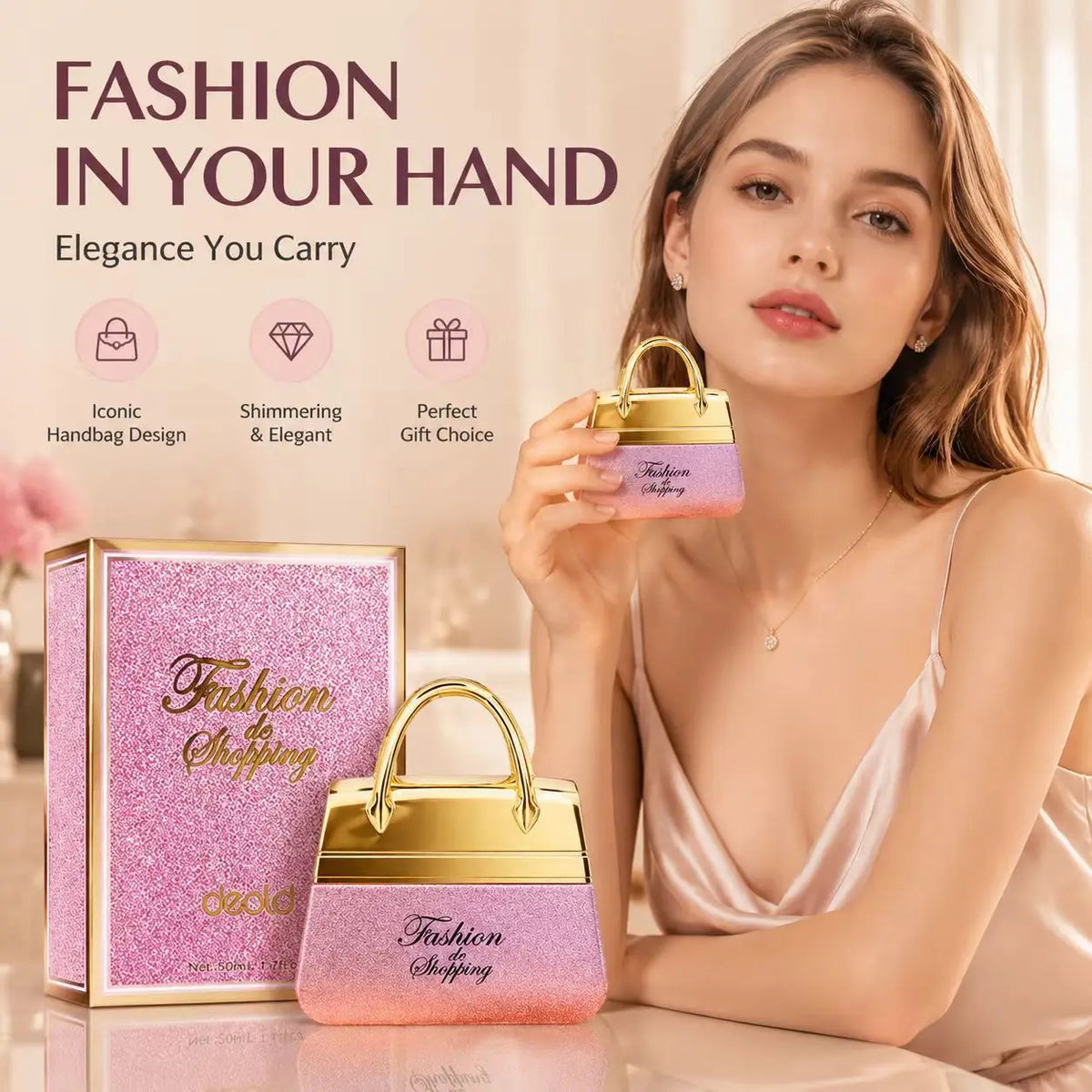 Rose Perfume Body Spray in Square Bottle, 50 ml - image 3