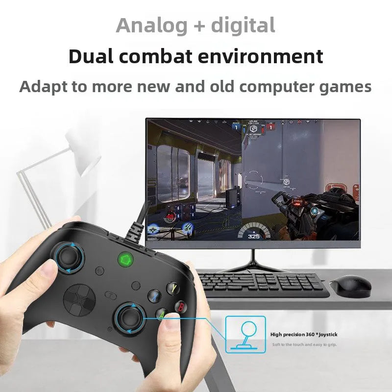 Wired Controller Hall Effect Joysticks &Triggers Gamepad with Turbo T-A102L Dual