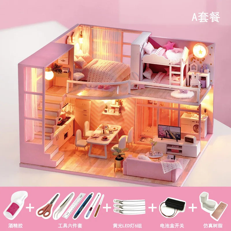 DIY Wooden Model Cottage Kit for Hand Assembly, 30 x 23.5 x 7 cm - image 9