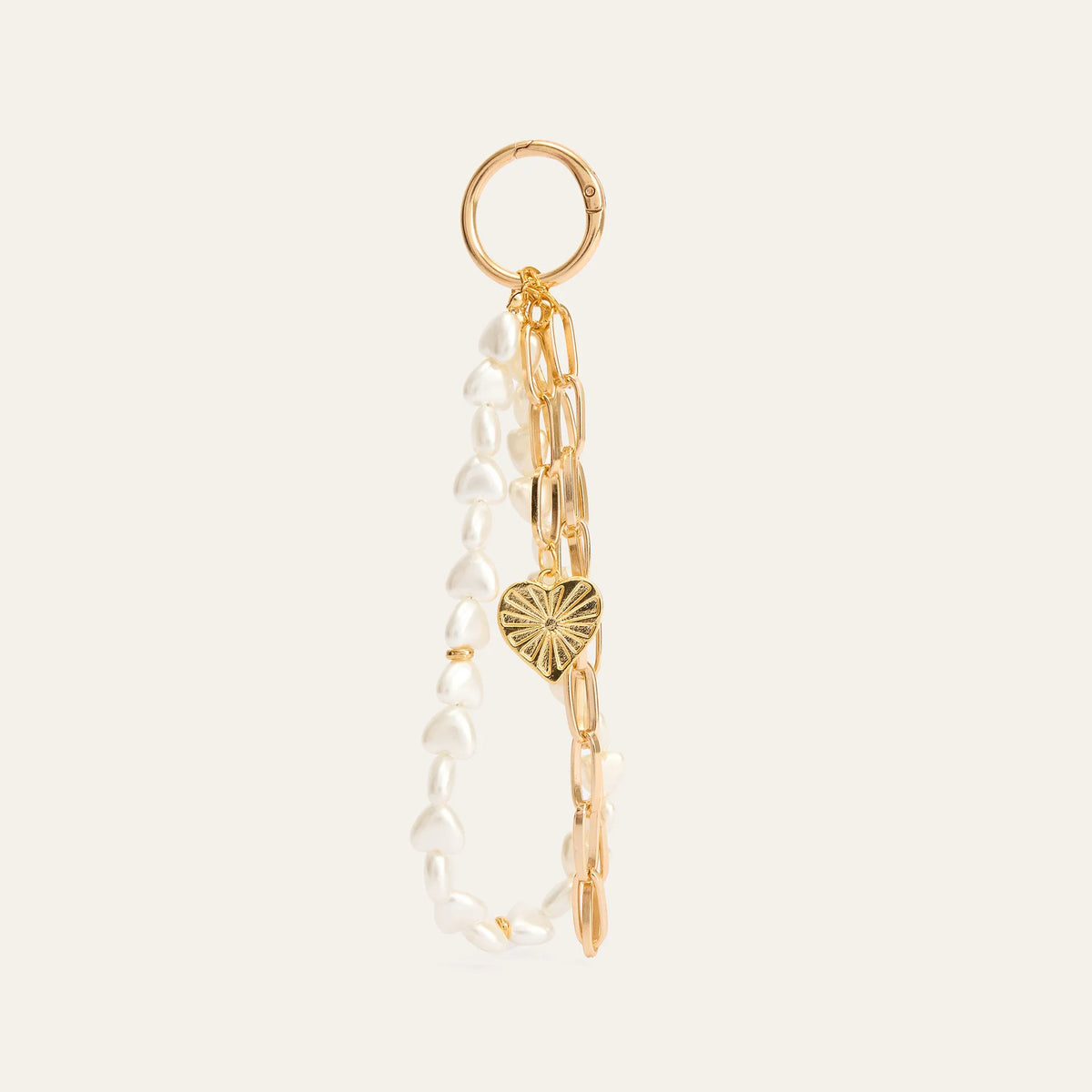 Retro Fabric Rope and Pearl Bag Charm with Duck, Heart or Strawberry