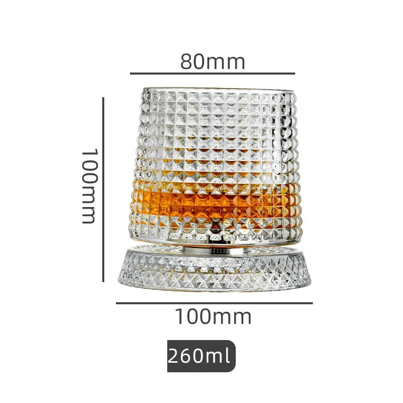 260 ml Diamond-Cut Spinning Whiskey Tumbler, Lead-Free Glass - image 9