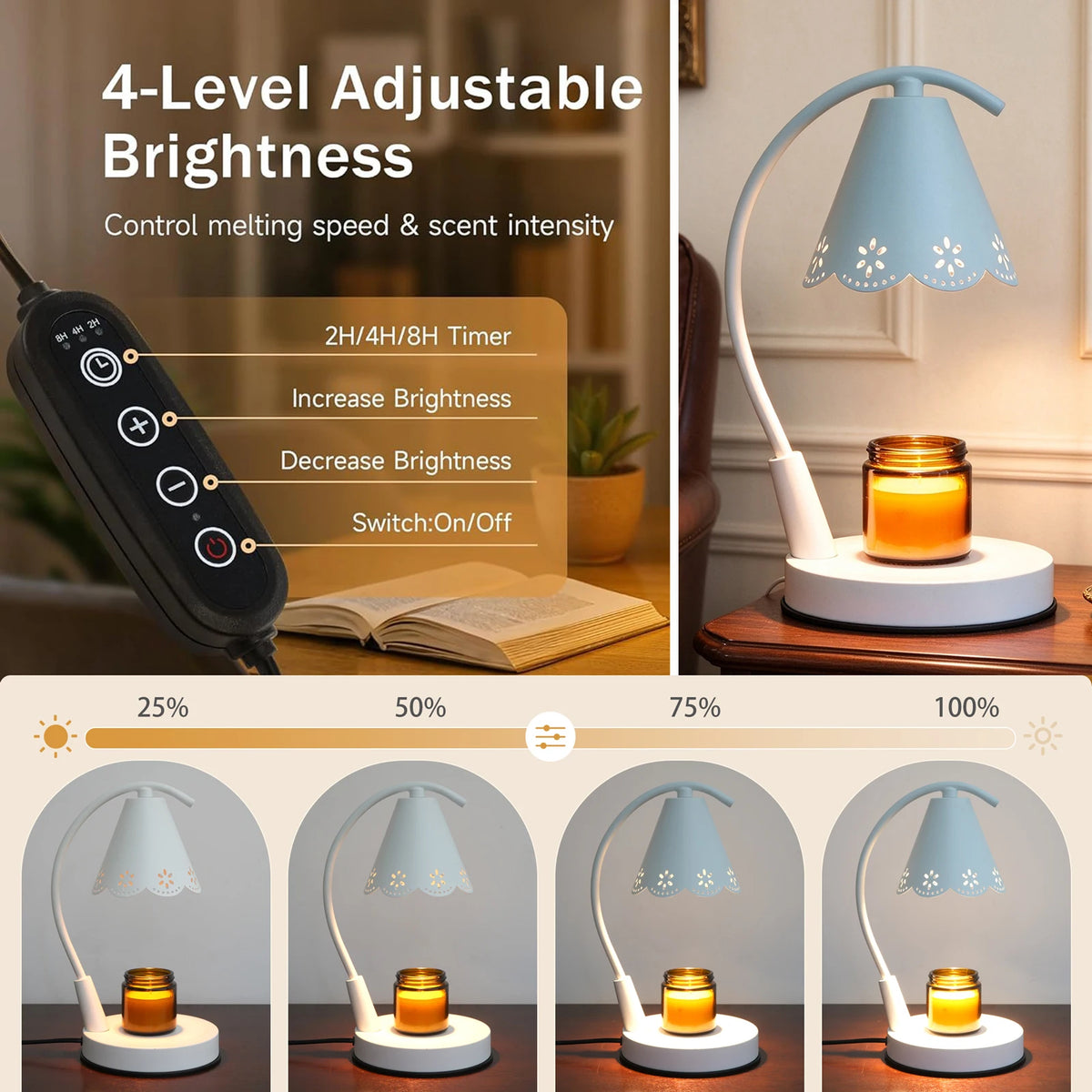 Metal Candle Wax Warmer Lamp with Timer for Jar Candles and Melts - image 5