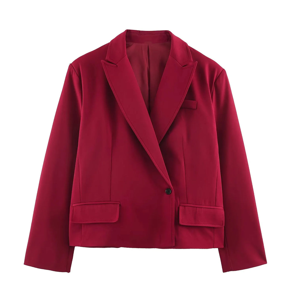 Minimalist Loose-Fit Cropped Blazer with Lapels, Long Sleeve, XS–L