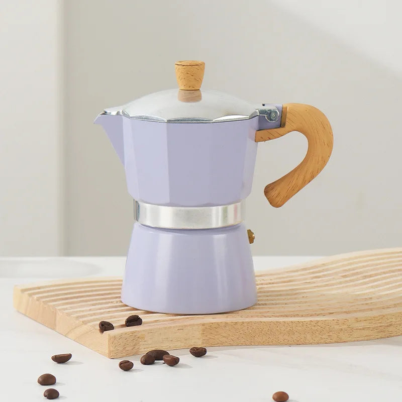 Polygon Aluminum Moka Pot with Wooden Handle for Espresso - image 5