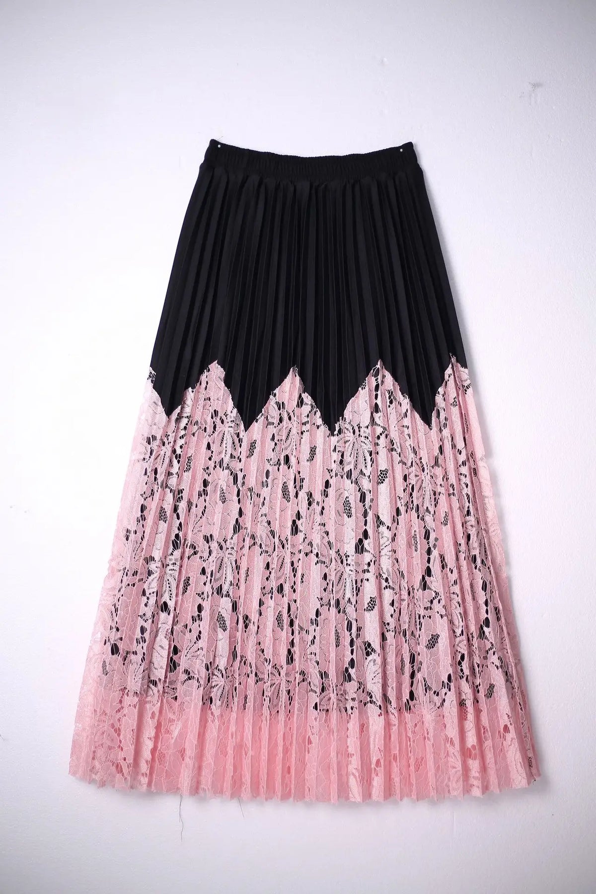 French-Style Lace Patchwork Pleated Wrap Skirt, Floor-Length - image 10